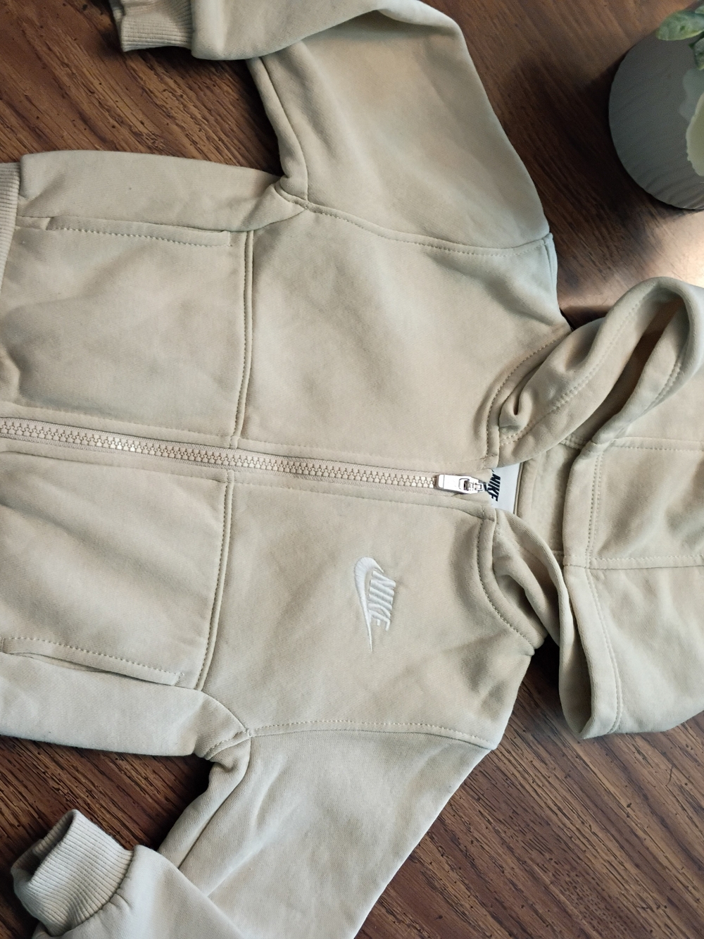 Nike Kids 2T Beige Full-Zip Hooded Jacket